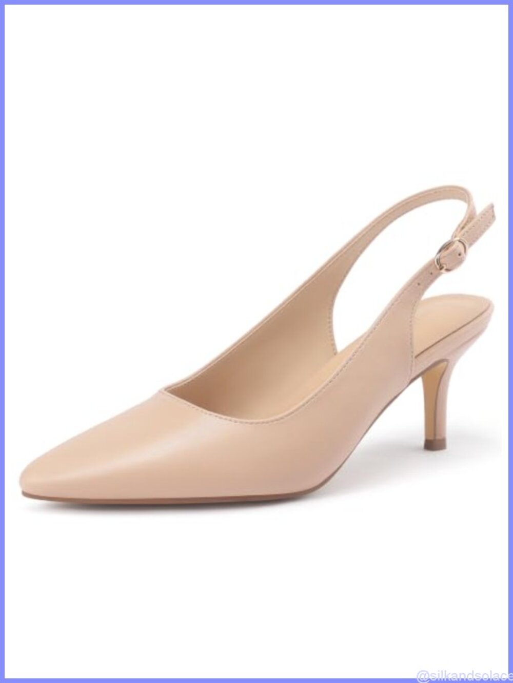 Womens Slingback Kitten Heels Pointed Toe Stiletto Heels